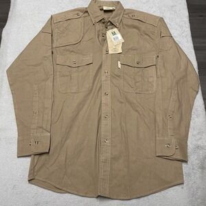 Tag Safari Shooter Shirt Mens Medium Tan Epaulette Outdoors NEW